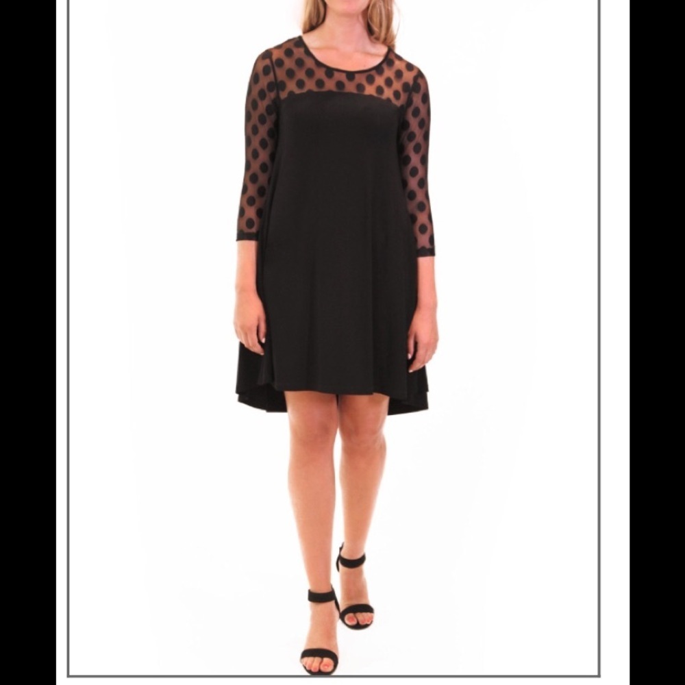 🤩Nina Leonard Mesh Dot Hi-Lo Dress🤩